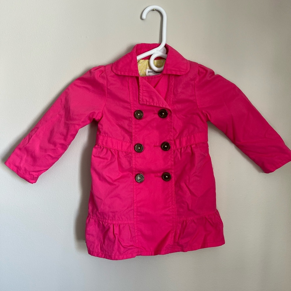 Oshkosh Pea Coat Girl's‎ 2T Pink Long Sleeve Green Lined Spring Easter Princess
